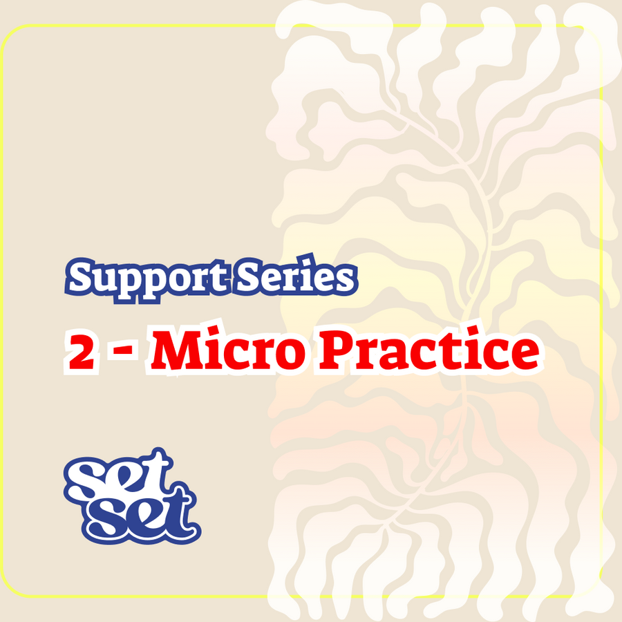 Text 'Support Series 2 - Micro Practice' with 'set' logo on a beige background