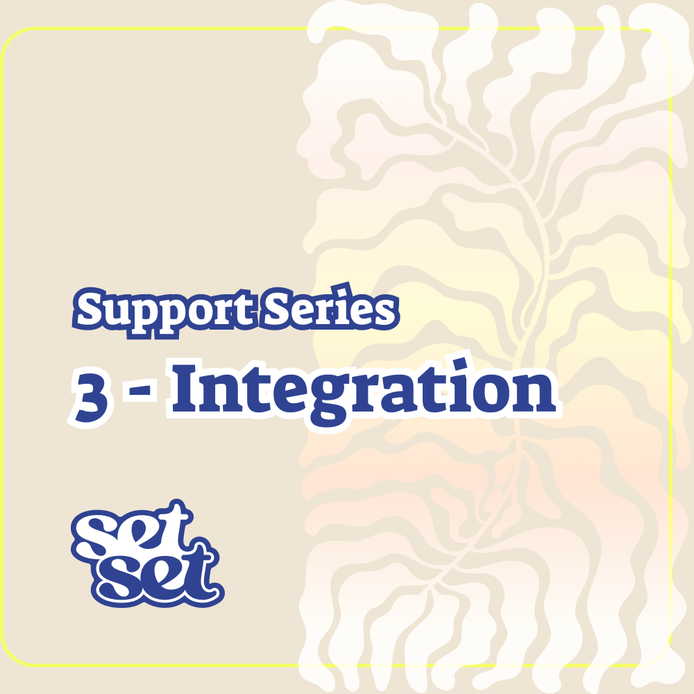 Text 'Support Series 3 - Integration' with 'set' logo on a beige background