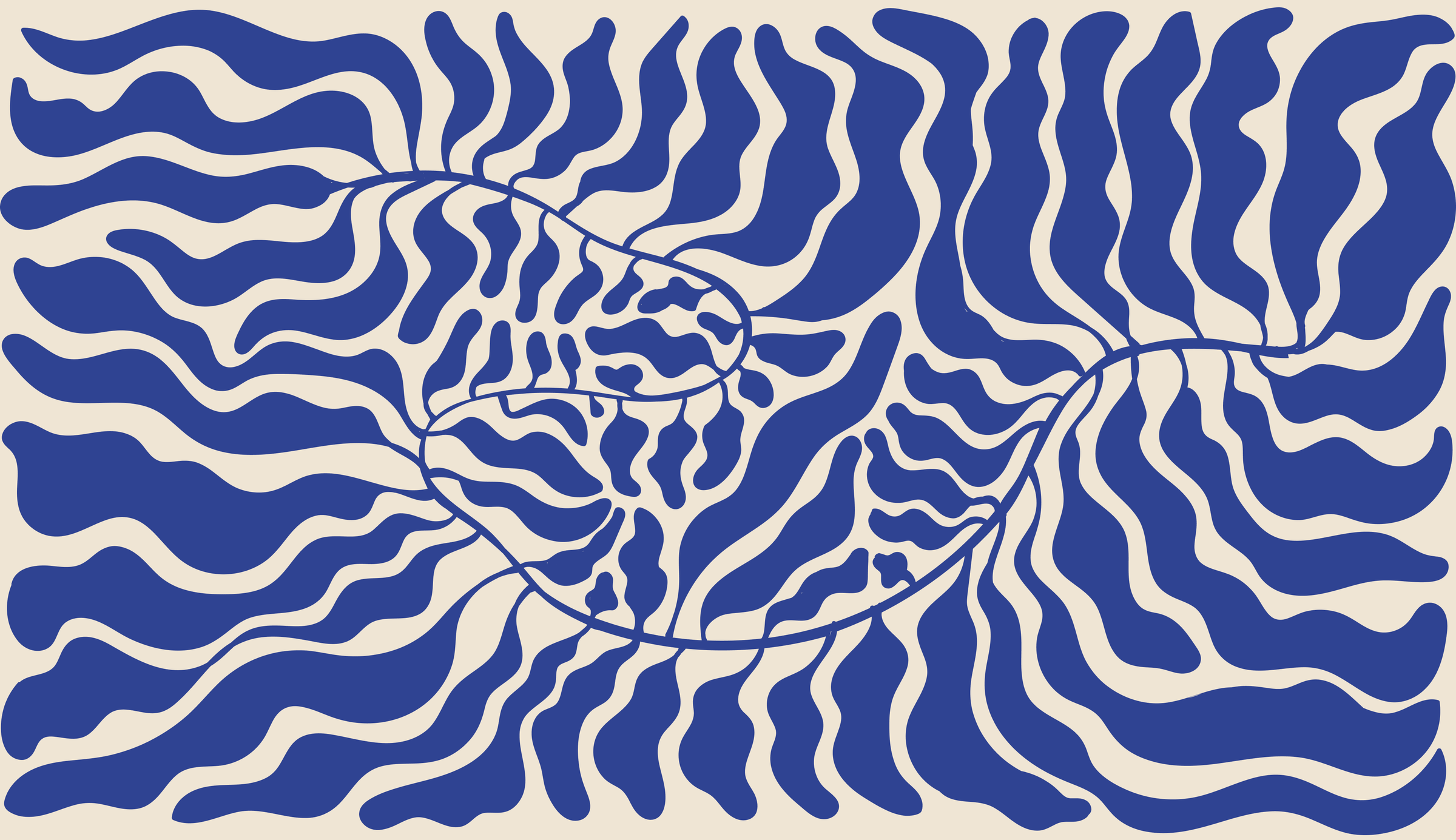 Blue wavy pattern on a beige background