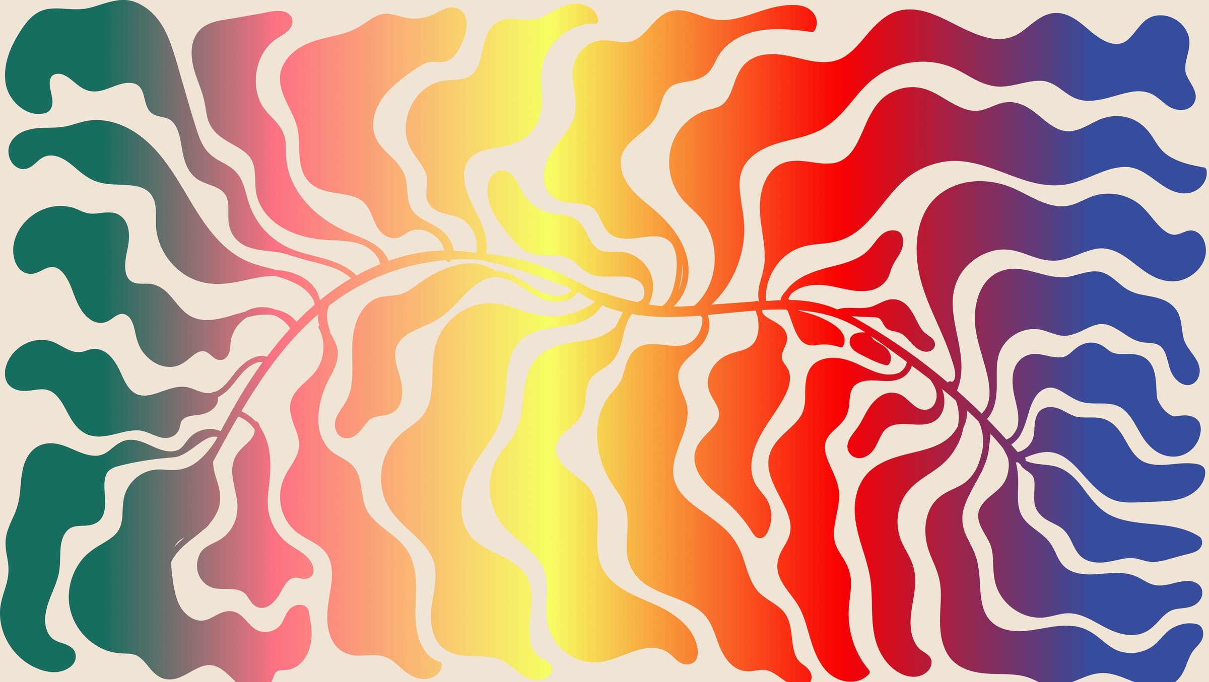 Colorful abstract pattern with wavy lines on a beige background