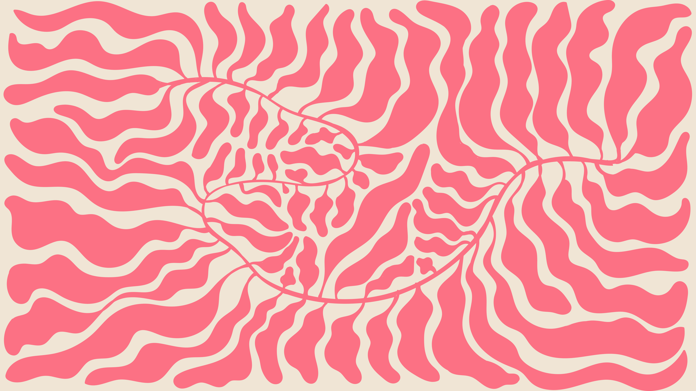 Pink and white wavy pattern on a beige background